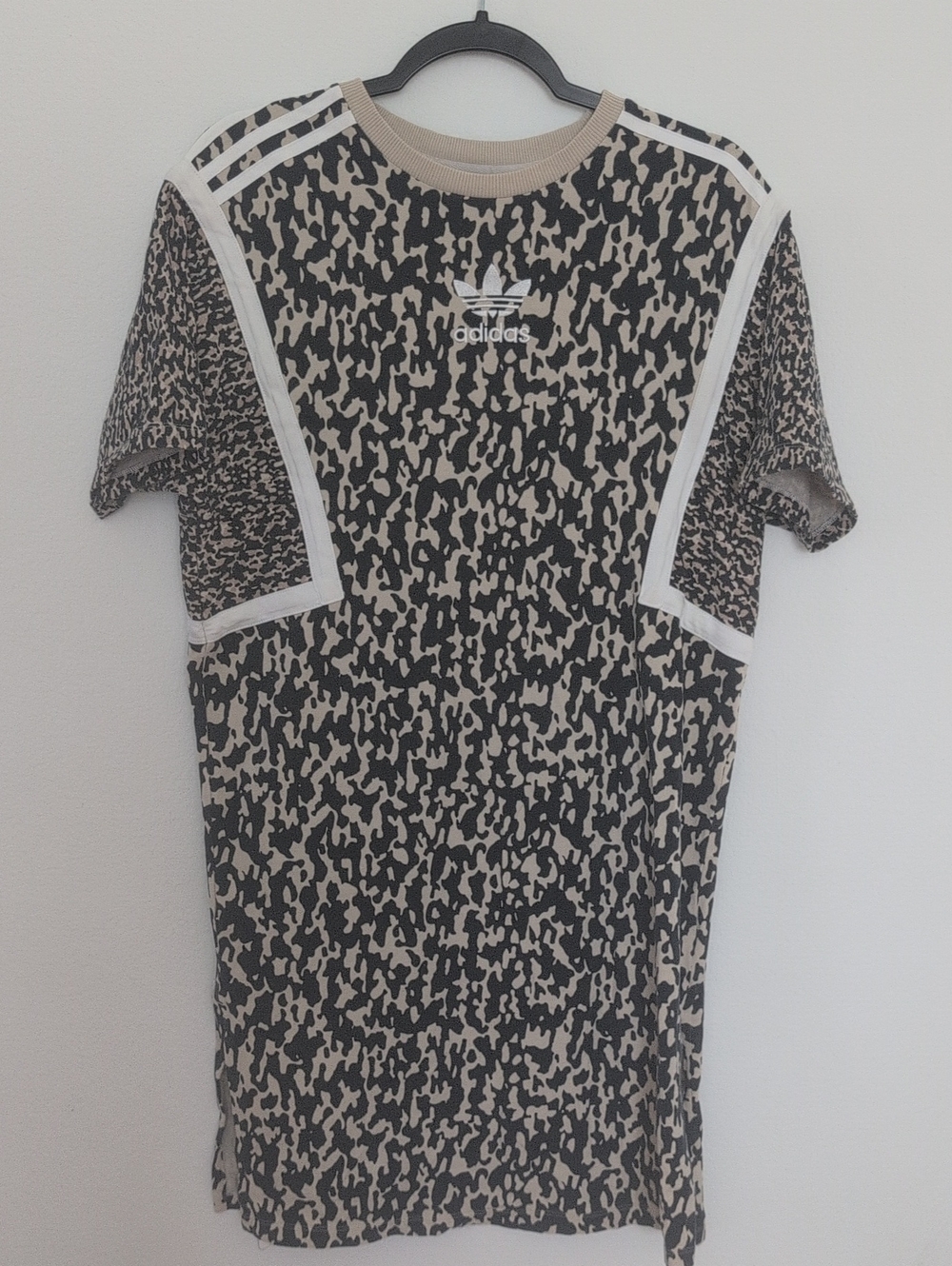 Adidas Women's Navy and Tan Camo Graphic T Shirt Dress